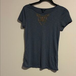 Banana Republic Slate Blue Tee with Gold Accent
